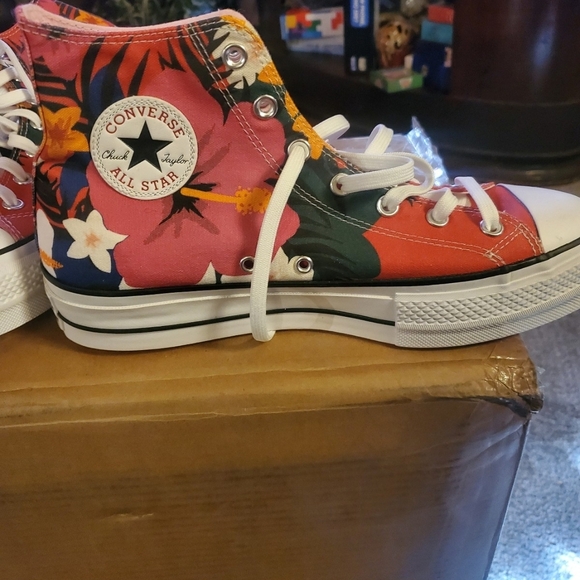 Converse Kids Red and Pink High-Top Sneakers - Picture 3 of 3
